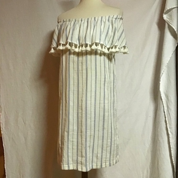 Artisan NY Boho off the shoulder glittery stripes shift dress - Picture 6 of 9